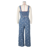 Sexy Denim Print Tank Tops And Pants Two Piece Set ZSD-0630
