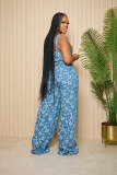 Sexy Denim Print Tank Tops And Pants Two Piece Set ZSD-0630