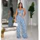 Sexy Denim Print Tank Tops And Pants Two Piece Set ZSD-0630