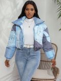 Casual Color Block Print Padded Cotton Jacket ZSD-0633