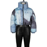 Casual Color Block Print Padded Cotton Jacket ZSD-0633