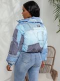 Casual Color Block Print Padded Cotton Jacket ZSD-0633
