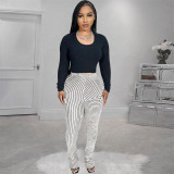 Fashion Furry Slim Stacked Pants CH-23101