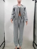 Padded Sweatshirt Hooded Sport Casual Three Piece Pants Set TK-6303