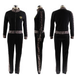 Fashion Print Zipper Two Piece Pants Set SFY-5115