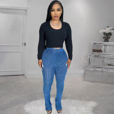 Fashion Furry Slim Stacked Pants CH-23101