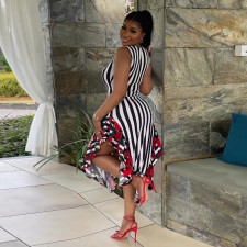 Plus Size Stripe Patchwork Print Sleeveless Maxi Dress NY-10625