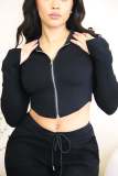 Casual Long Sleeve Hooded Tight Sport Two Piece Pants Set WSM-5355