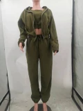 Padded Sweatshirt Hooded Sport Casual Three Piece Pants Set TK-6303