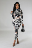 Fashion Print Long Sleeve Slim Maxi Dress FENF-287