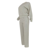 Casual Long Sleeve Sweatshirt And Pants Two Piece Set FENF-284