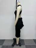 Plus Size Sexy Sleeveless Backless Midi Dress NY-2877