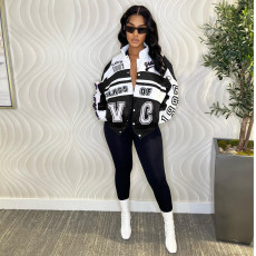 Fashion Print Removable Long Sleeve Two Piece Skirt Set FOSF-8374