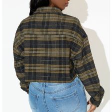 Fashion Plaid Print Shirt Jacket FOSF-8375