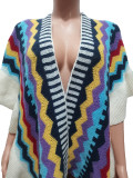 Plus Size Geometric Knit Tassel Jacket Cardigan Poncho CM-8698