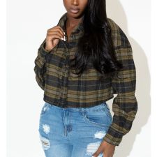 Fashion Plaid Print Shirt Jacket FOSF-8375