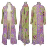 Print Color Block Long Sleeve Cardigan Coat YF-10634