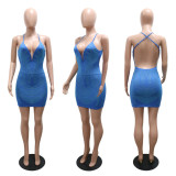 Sexy V Neck Hot Drill Sling Mini Dress CYA-900738