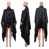 Pleated Long Solid Color Irregular Shawl Blouse YF-10623
