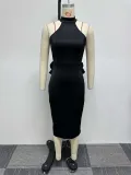 Plus Size Sexy Sleeveless Backless Midi Dress NY-2877
