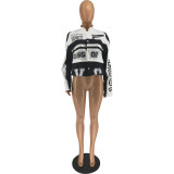 Fashion Print Removable Long Sleeve Two Piece Skirt Set FOSF-8374