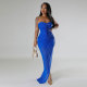 Plus Size Sequin Patchwork Sleeveless Tube Tops Maxi Dress NY-2863