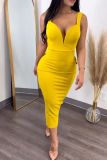 Plus Size Backless Deep V Bow Split Dress NY-2868