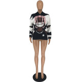 Fashion Print Long Sleeve Hooded Sweatshirt FOSF-8373