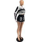 Fashion Print Removable Long Sleeve Two Piece Skirt Set FOSF-8374