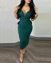 Plus Size Backless Deep V Bow Split Dress NY-2868