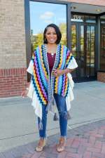 Plus Size Geometric Knit Tassel Jacket Cardigan Poncho CM-8698
