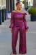 Fashion Long Sleeve Leather Splitcit Two Piece Pants Set ZDF-31296