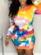 Tie Dye Print Long Sleeve Mini Dress SH-390869