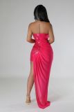 Plus Size Sequin Patchwork Sleeveless Tube Tops Maxi Dress NY-2863