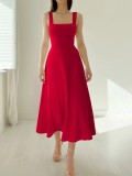 Solid Color Shoulder Straps Sleeveless Slim Maxi Dress GOFY-R003