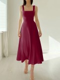 Solid Color Shoulder Straps Sleeveless Slim Maxi Dress GOFY-R003