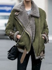 Plus Size Deerskin Velvet Lamb FurryLapel Cotton Coat GOFY-0055