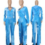 Fashion Solid Long Sleeve Hooded Straight Pants Two Piece Set YD-8787-D8