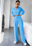 Fashion Solid Long Sleeve Hooded Straight Pants Two Piece Set YD-8787-D8