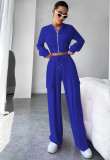 Fashion Solid Long Sleeve Hooded Straight Pants Two Piece Set YD-8787-D8