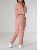 Casual Long Sleeve Zipper Hooded Pants Two Piece Set YH-5313