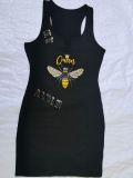 Plus Size Pin Letter Printed Sleeveless Mini Dress YIM-368