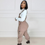 Loose Fashion Drawstring Jumpsuit Back Pants TK-6305