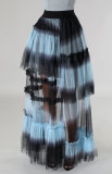 Contrast Color High Waist Mesh Long Skirts XHXF-375