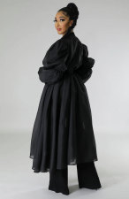 Solid Cchiffon Patchwork Long Sleeve Long Dress XHXF-8685