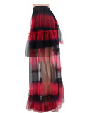 Contrast Color High Waist Mesh Long Skirts XHXF-375