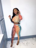 Sexy Print Tight Long Sleeve Pants Two Piece Set YIBF-60180