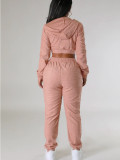 Casual Long Sleeve Zipper Hooded Pants Two Piece Set YH-5313