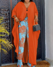 Printed Pullover Poncho Loose Pants Two Piece Set LSD-5456