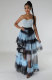 Contrast Color High Waist Mesh Long Skirts XHXF-375